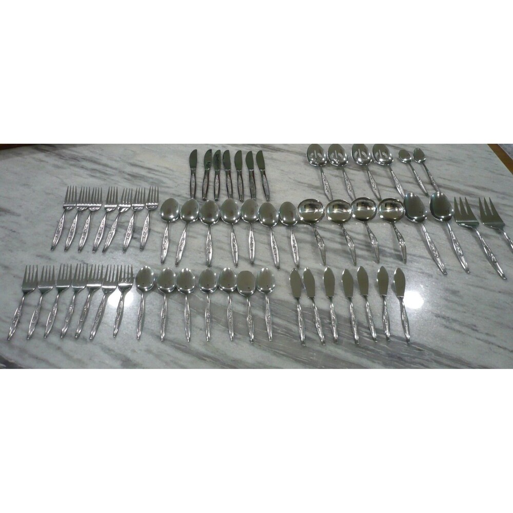 Vtg MCM Flatware and Serving Utensils 70 pieces Carlton stainless steel Japan
